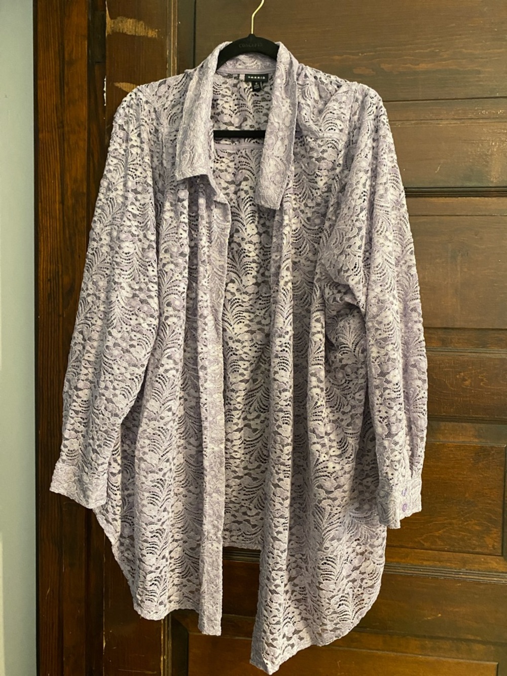 TORRID Buttery Soft Velvet Lilac Lace Button-Down Shirt